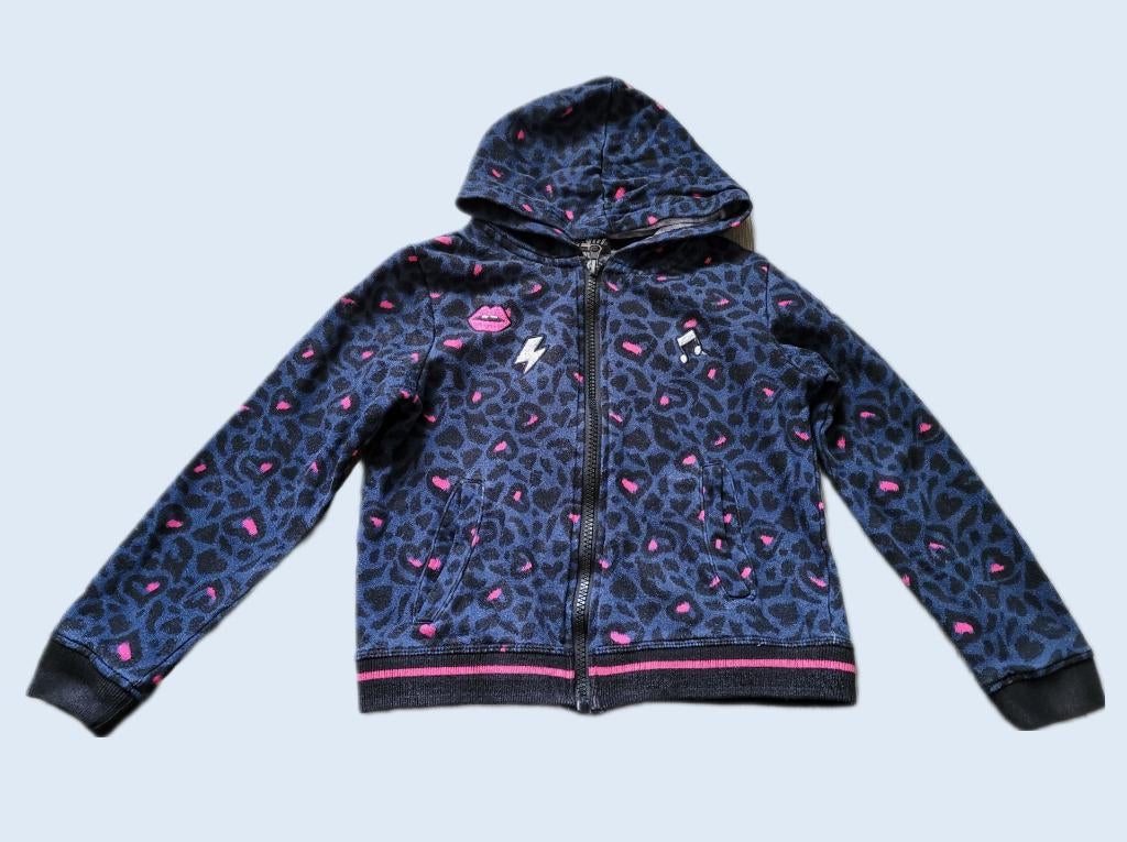 AI GIRL blauw panterprint vestje maat 122/128 ~ SC2007, Kinderen en Baby's, Gebruikt, Meisje, Trui of Vest, Ophalen of Verzenden