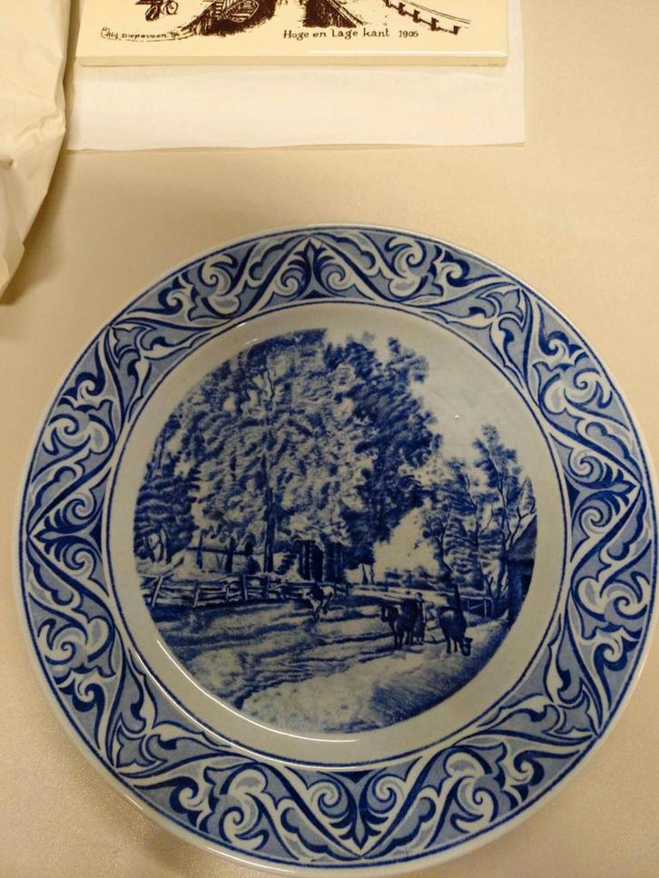 Delfts Blauw Sierbord met Hollands Landschap: ZOMER, Antiek en Kunst, Antiek | Wandborden en Tegels, Ophalen of Verzenden
