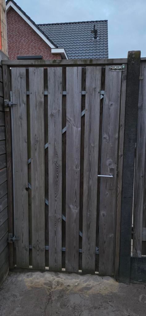 Poort met stalen frame en scharnieren, 95 x 195 cm, Tuin en Terras, Tuinhekken en Hekwerk, Ophalen of Verzenden