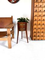 Vintage teak & messing plantenbak, Jydsk Bødker ‘60, Tuin en Terras, Bloembakken en Plantenbakken, Minder dan 60 cm, Rond, Ophalen of Verzenden