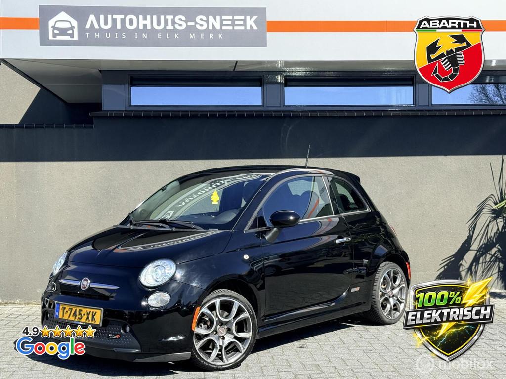Fiat 500 E 24kwh / Abarth look / nw Apk / € 40,- wegenbela, Auto's, Fiat, Gebruikt, 4 stoelen, Zwart, Leder