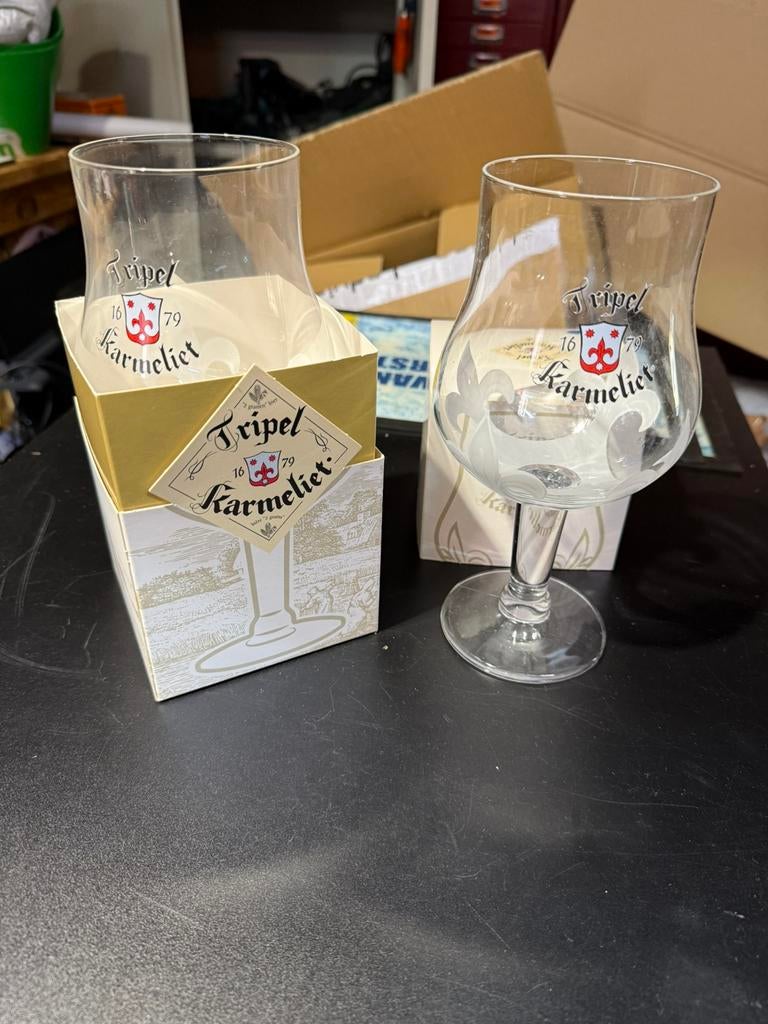 Twee glazen Tripel Karmeliet 0,3, Ophalen, Zo goed als nieuw, Glas of Glazen, Overige merken
