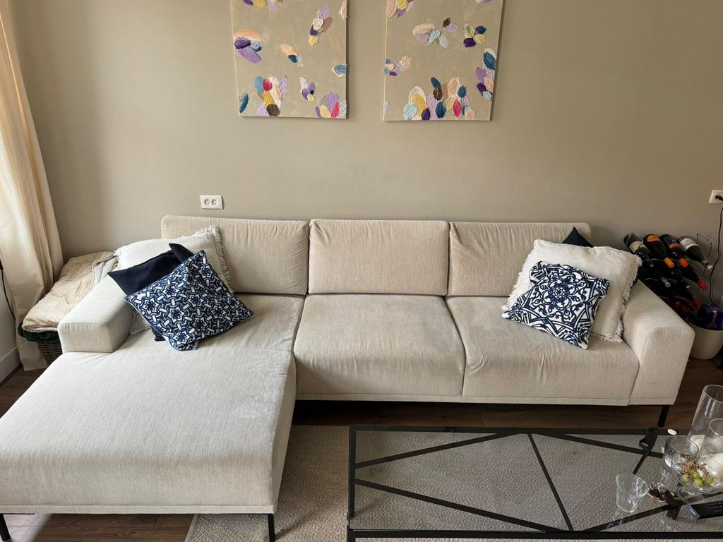 Nous Living Hoekbank Espen - Crème, Zo goed als nieuw, Ophalen, 250 tot 300 cm, Hoekbank, Driepersoons