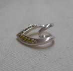 Mooie zilveren hanger hart met groene stenen nr.1754, Verzenden, Zo goed als nieuw, Hart, Zilver