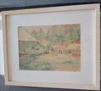 Aquarel boerderij met kippen Hollandse/Haagse school stijl, Ophalen of Verzenden