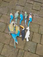 Set van 8 kleurrijke tuinvogels - papegaaien, toekan, kaket, Tuin en Terras, Ophalen of Verzenden, Gebruikt, Overige materialen