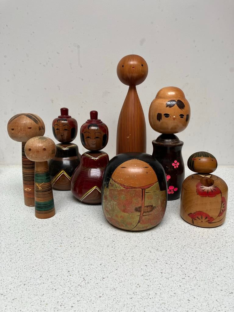 Diverse Kokeshi poppetjes, Ophalen of Verzenden