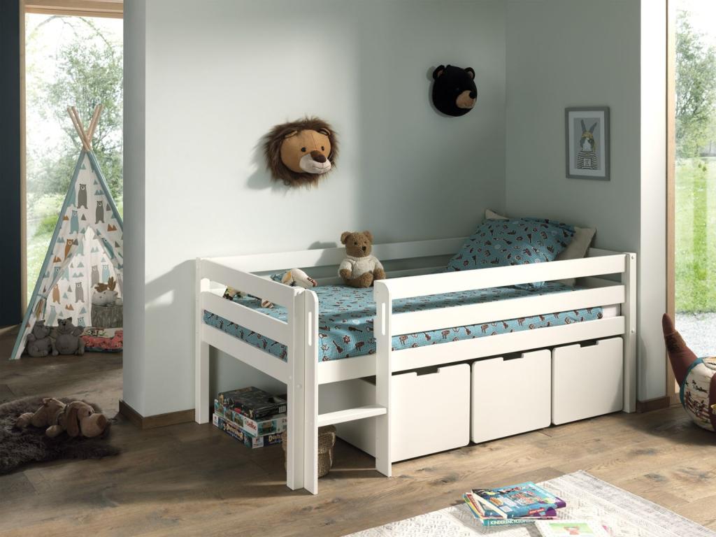 Pino halfhoogslaper laag - 90x200 - Wit, Niet ingevuld, Niet ingevuld, Niet ingevuld