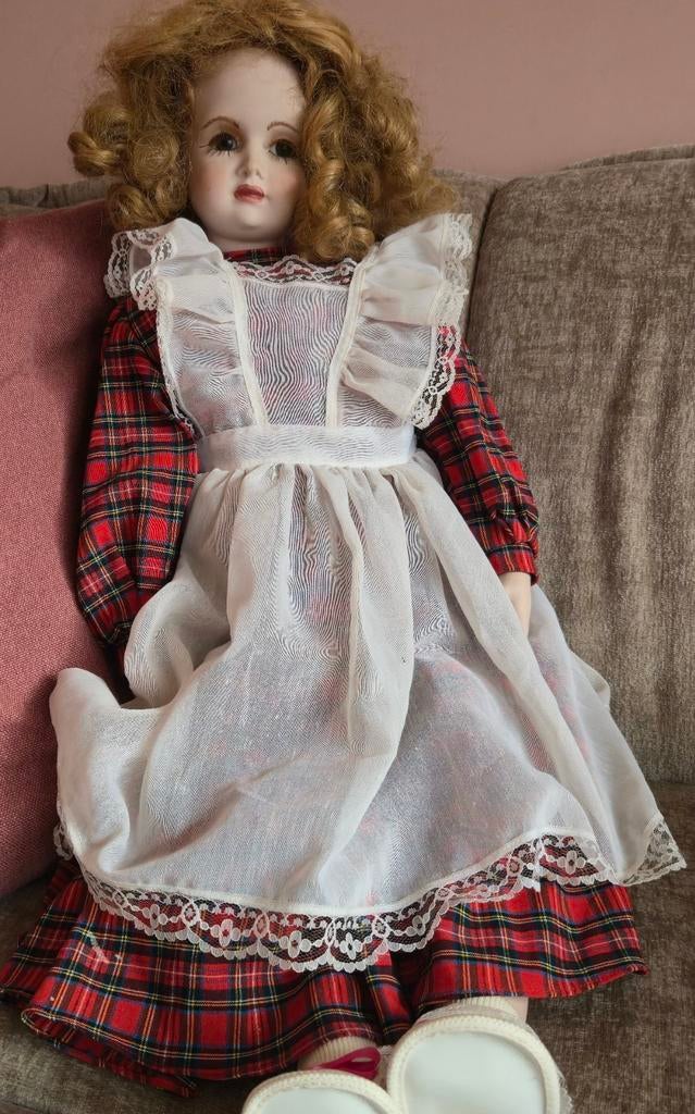 Charmante vintage porseleinen pop – 72 cm, Verzamelen, Poppen, Ophalen of Verzenden, Gebruikt, Overige typen, Levensecht of Reborn