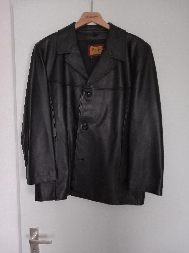 Lederen kolbert heren (zwart), maat 52, Ophalen, Maat 52/54 (L), Zwart, Zo goed als nieuw