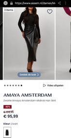 NIEUW Amaya Amsterdam Zwarte Maxi leather look rok Maat S, Zwart, Nieuw, Ophalen of Verzenden, Maat 36 (S)