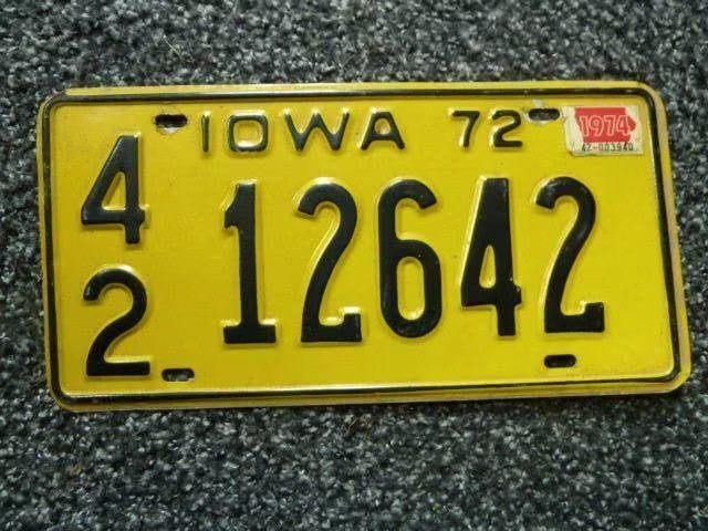 Kentekenplaat licenseplate Iowa 1972 USA, Verzenden, Gebruikt, Auto's