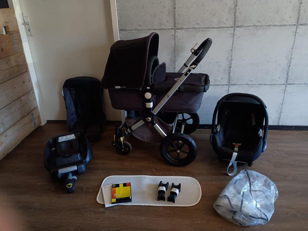 Bugaboo Cameleon Zwart + Easyfix & Maxi Cosi Cabriofix!, Kinderen en Baby's, Kinderwagens en Combinaties, Ophalen, Bugaboo, Verstelbare duwstang