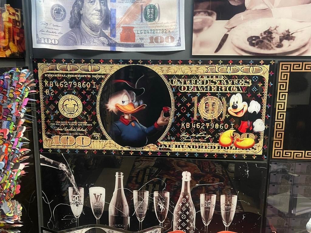 Rijke Donald Duck & Mickey Mouse Kunstwerk 120x50 cm, Antiek en Kunst, Ophalen of Verzenden