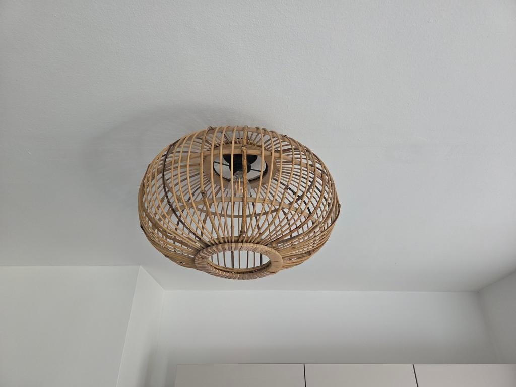 Kwantum bamboe hanglamp, Ophalen, Gebruikt, 50 tot 75 cm, Bohemian, Scandinavisch