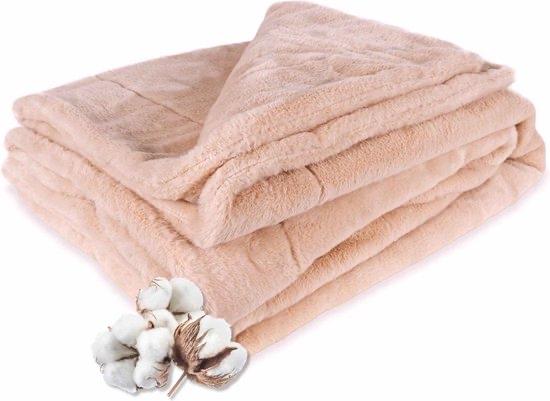 175 tot 200 st. Faux Fur Dekens - Zalm/Beige -XL- 155x220 cm, Ophalen, Nieuw