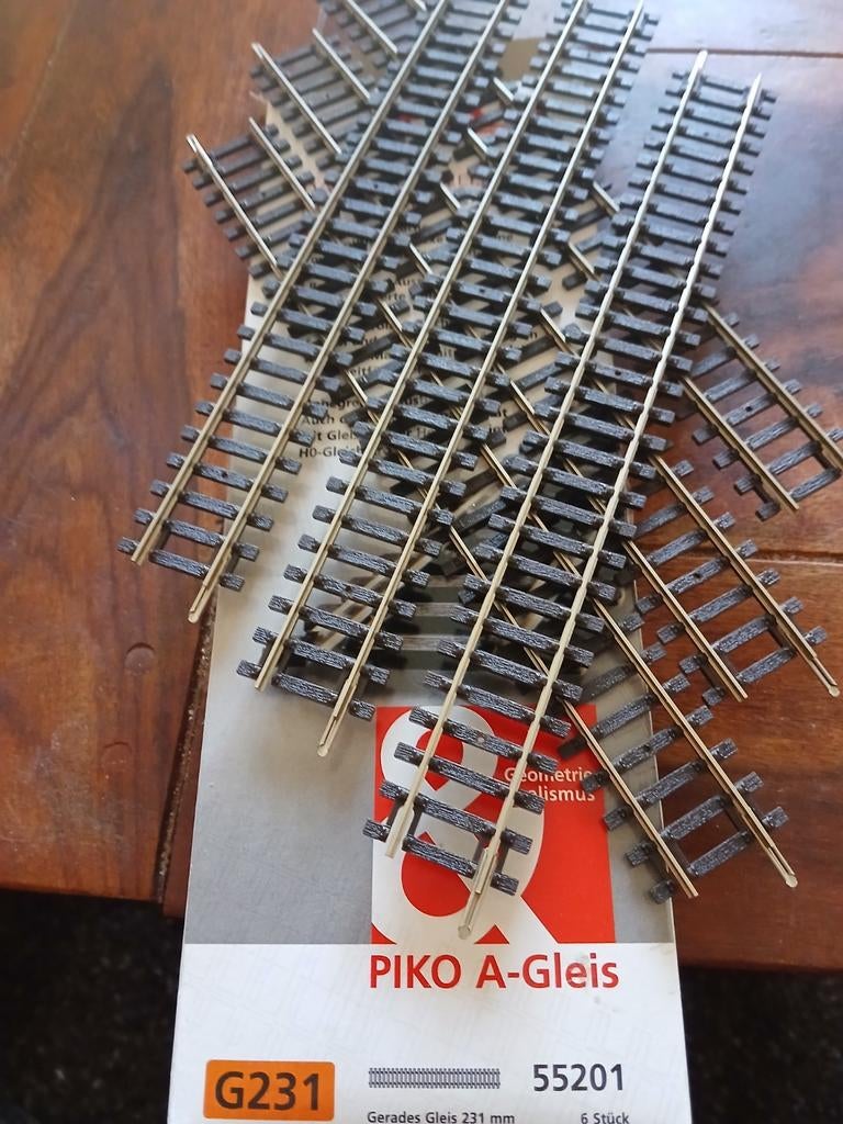 Piko A-Gleis Rechte Rails G231 en G119 (Nieuw), Gelijkstroom, Nieuw, Rails, Analoog