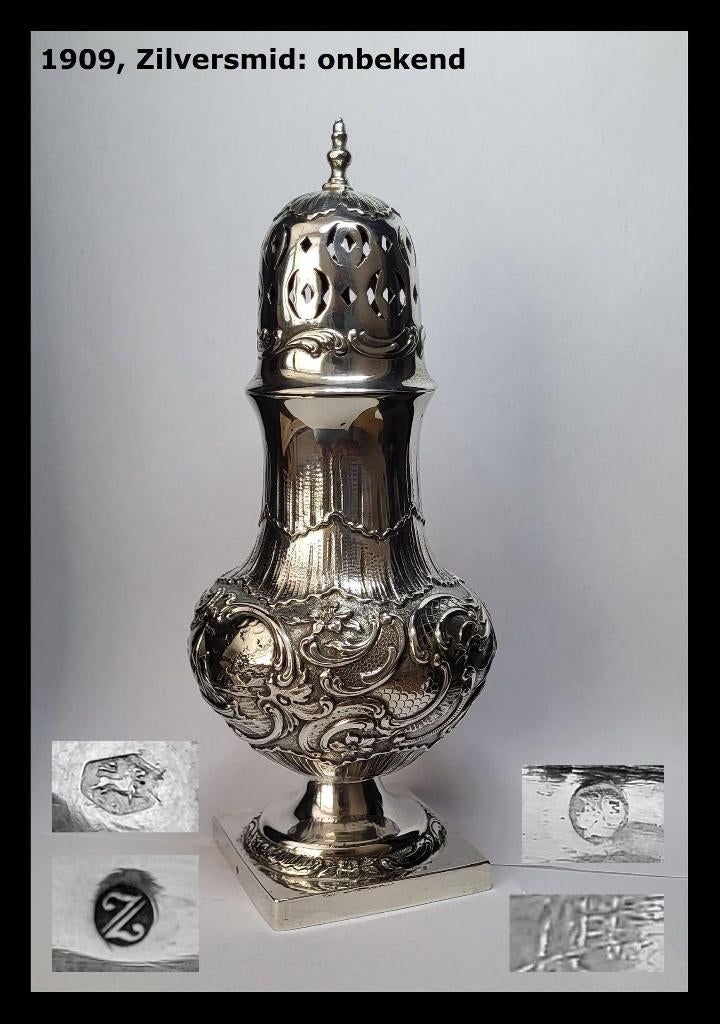 Prachtige Nederlands gekeurde zilveren strooier 1909 (17 cm), Antiek en Kunst, Antiek | Goud en Zilver, Ophalen of Verzenden, Zilver