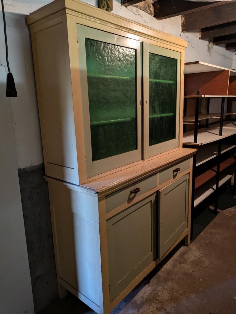 Prachtige oude keukenkast buffetkast, Ophalen, Gebruikt, 200 cm of meer, Glas