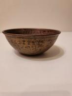 Antieke koperen kom met gravures, Ophalen of Verzenden