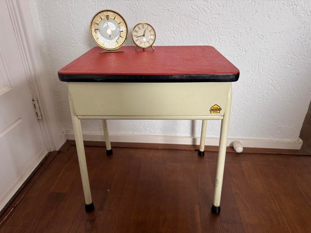 Superleuk Brabantia vintage retro kastje bijzettafeltje opbe, Ophalen of Verzenden, Zo goed als nieuw, 25 tot 50 cm, Rechthoekig