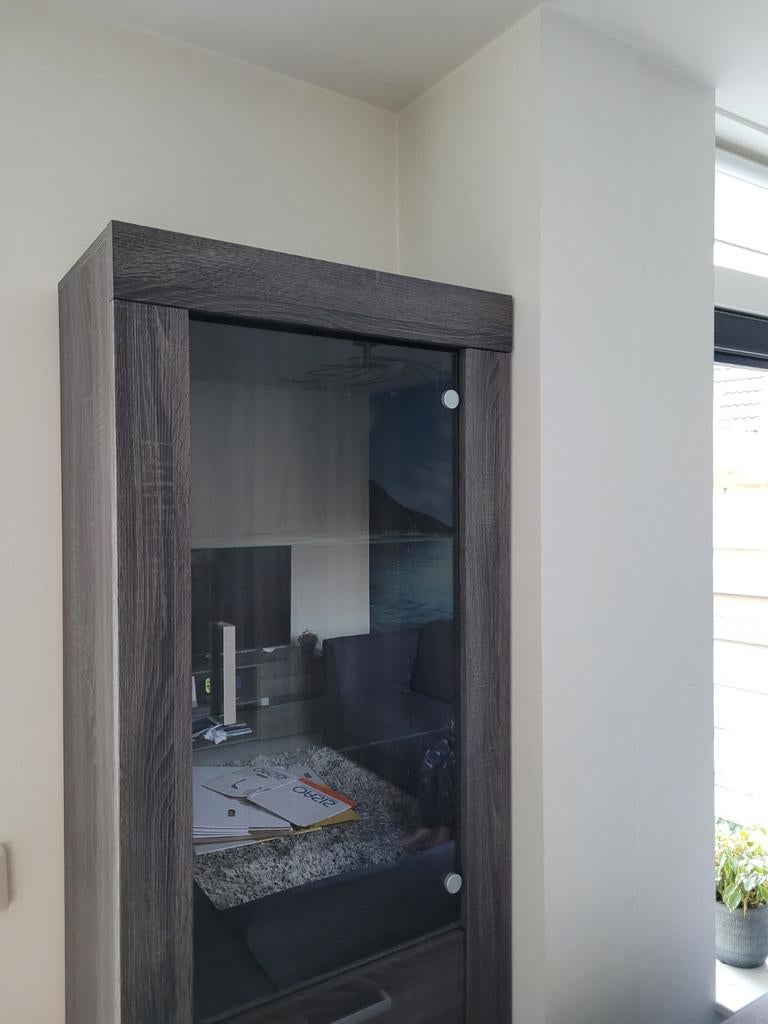 Vitrinekast met licht, Huis en Inrichting, Kasten | Vitrinekasten, Ophalen, Gebruikt, Met deur(en), 200 cm of meer