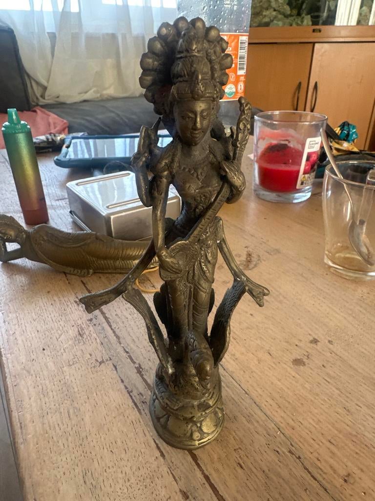 Bronzen beeldje van godin Saraswati, Ophalen of Verzenden