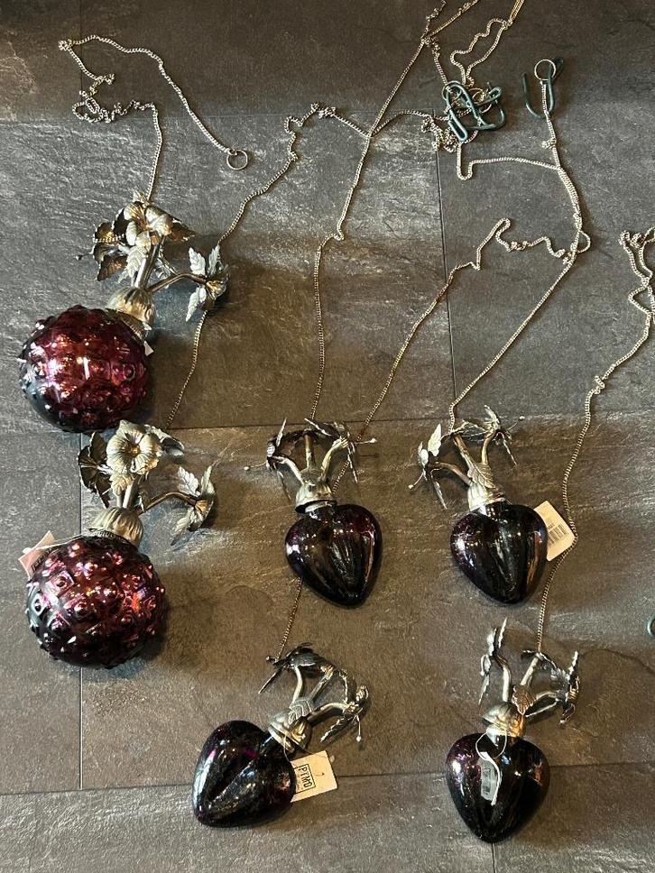 Set van 6 hangers glas / metaal van PTMD, Huis en Inrichting, Woonaccessoires | Overige, Zo goed als nieuw, Ophalen of Verzenden