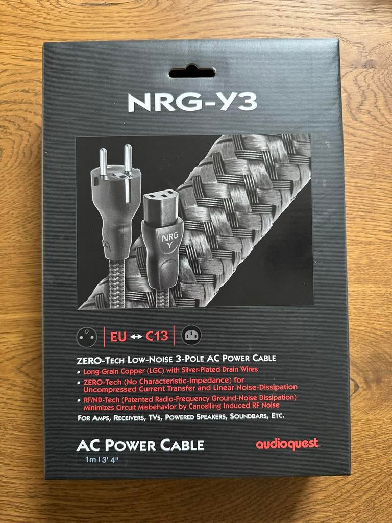AudioQuest NRG-Y3 Netkabel - 1 meter, Audio, Tv en Foto, Audiokabels en Televisiekabels, Ophalen of Verzenden, Nieuw, Minder dan 2 meter
