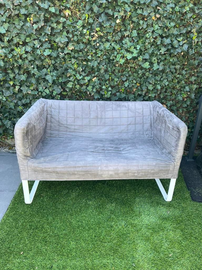Tweezits bankje IKEA grijs IKEA KNOPPARP 2-zitsbank, Ophalen, Gebruikt, Tweepersoons, 75 tot 100 cm