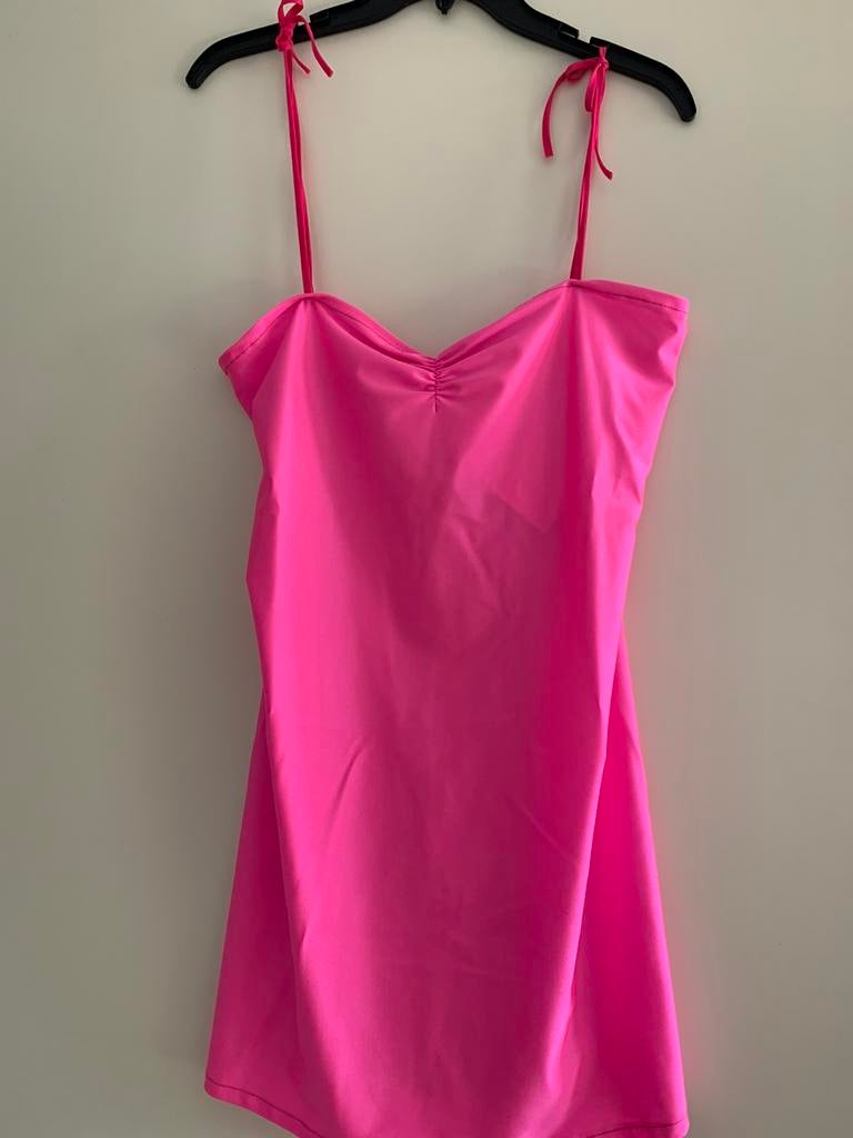 Neon roze top metallic 46 shirtje carnaval festival tops, Verzenden, Maat 46/48 (XL) of groter, Nieuw, Roze