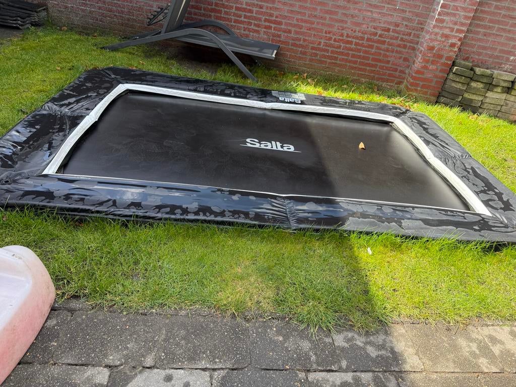 Salta inbouw trampoline 215x312, Ophalen, Gebruikt