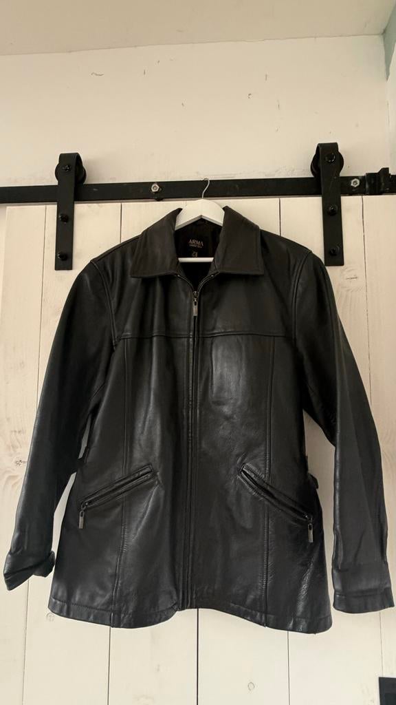 Zwarte leren jas van Arma, Ophalen of Verzenden, Gedragen, Maat 38/40 (M), Zwart