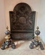 Haardset openhaard haardplaat bokken gietijzer, Huis en Inrichting, Haarden, Ophalen of Verzenden, Zo goed als nieuw, Vrijstaande haard