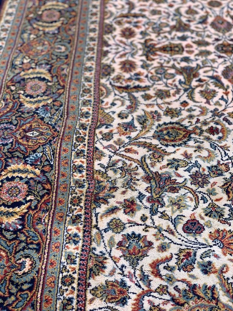 Schitterend Donker Blauw Vintage Vloerkleed Zuiver Scheerwol, Ophalen, Blauw, 200 cm of meer, Zo goed als nieuw