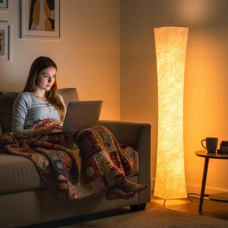 Moderne papieren vloerlamp - sfeervolle verlichting, Huis en Inrichting, Lampen | Vloerlampen, Modern, Japandi, Scandinavisch