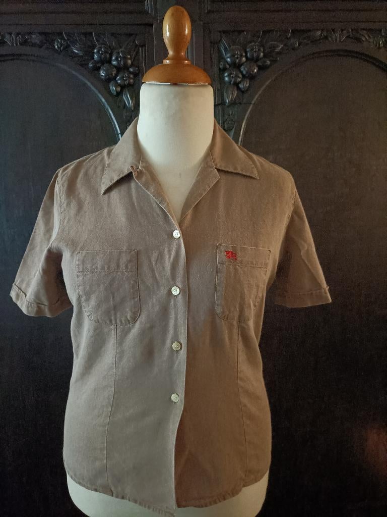 Burberry blouse korte mouw maat M, Kleding | Dames, Maat 38/40 (M), Bruin, Ophalen of Verzenden, Zo goed als nieuw