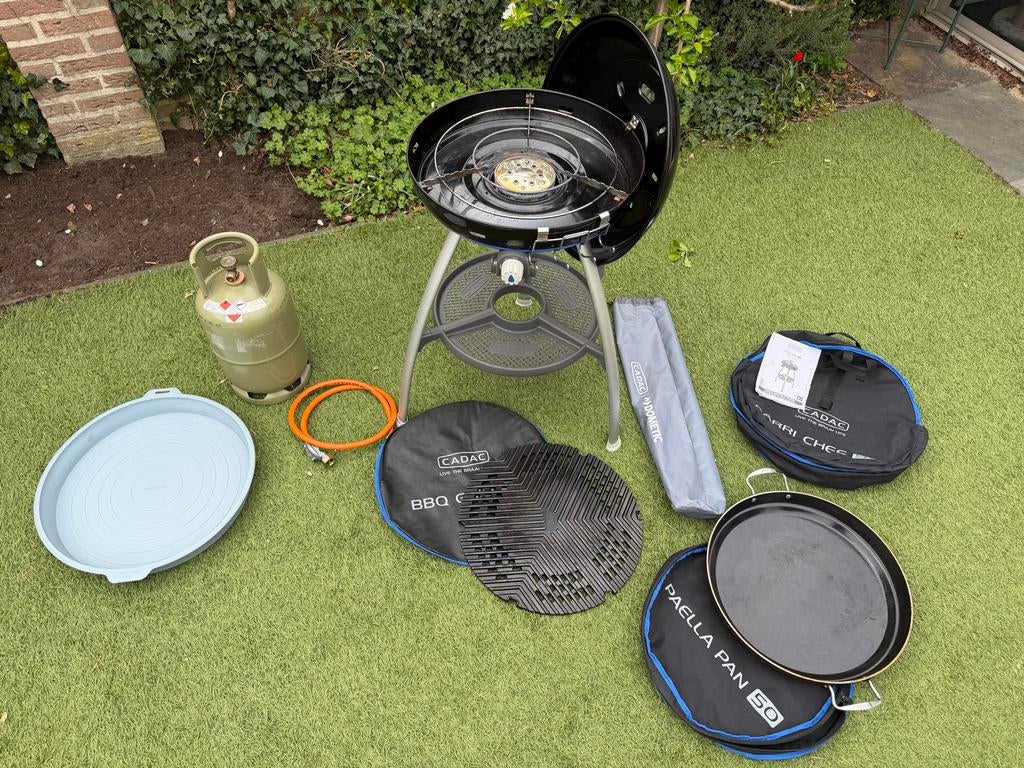 Cadac Skottelbraai 50 compleet met accessoires en gasfles, Tuin en Terras, Gasbarbecues, Ophalen, Zo goed als nieuw