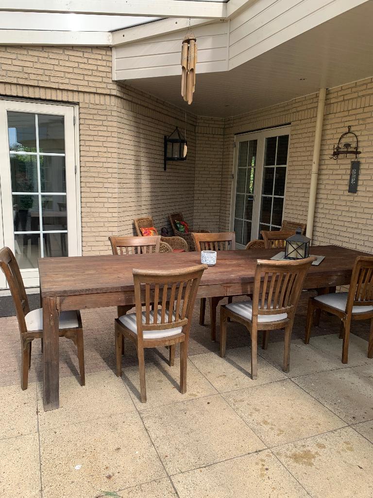 Hardhouten lange tafel 320 cm, Huis en Inrichting, Ophalen, Rechthoekig, 200 cm of meer, 50 tot 100 cm