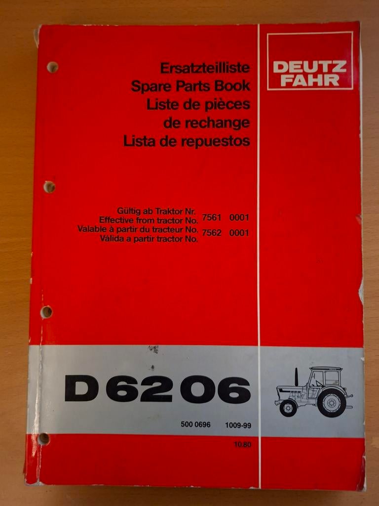 Onderdelenboek Deutz Fahr D6206, Ophalen of Verzenden, Tractor en Landbouw