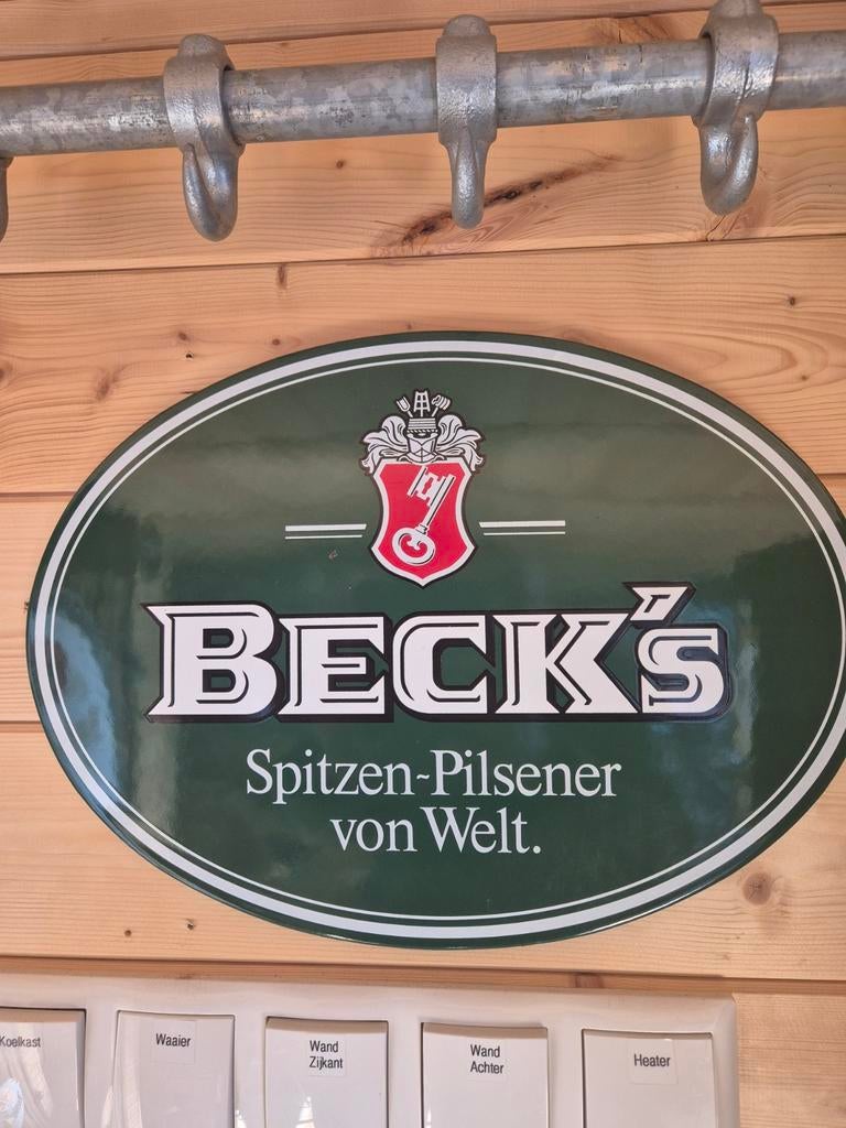 Emaille becks bier bord, Ophalen of Verzenden, Reclamebord, Plaat of Schild, Overige merken