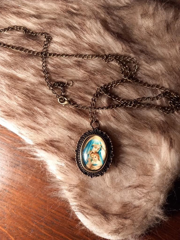 Maria medaillon hanger met uurwerk, Ophalen of Verzenden