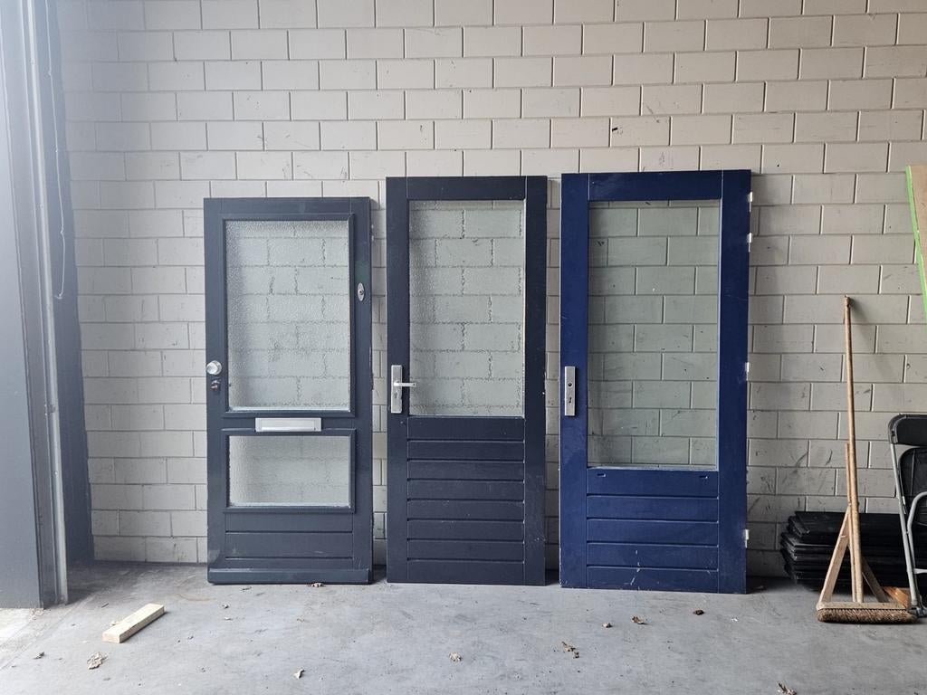 Buitendeur met glas - 93x211.5 cm, Ophalen, Gebruikt, 80 tot 100 cm, Buitendeur