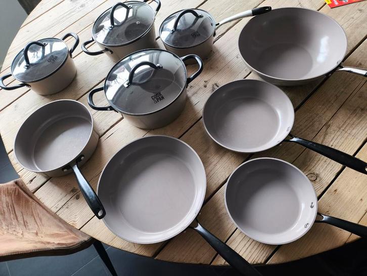 9-delige Cook & Pan Pannenset - PFAS-vrij & Inductie, Huis en Inrichting, Keuken | Potten en Pannen, Gebruikt, Pannenset, Aluminium