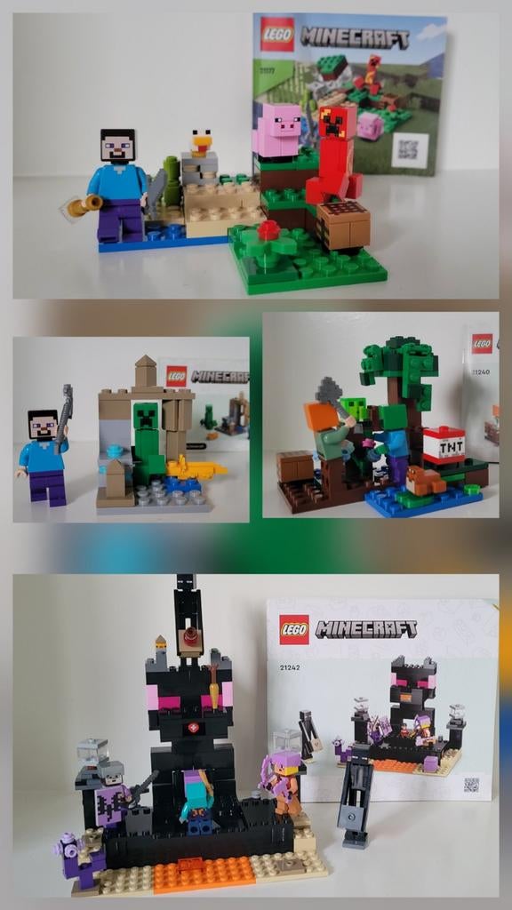 4 sets Lego Mindcraft - compleet met boekjes, Ophalen of Verzenden, Zo goed als nieuw