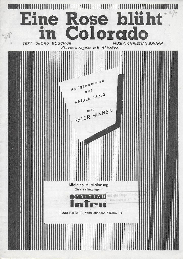 Bo3 bladmuziek eine rose bluht in colorado, Ophalen of Verzenden, Gebruikt, Artiest of Componist