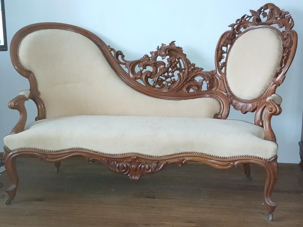 Antieke mahonie horrix bank ca1865, Antiek en Kunst, Ophalen