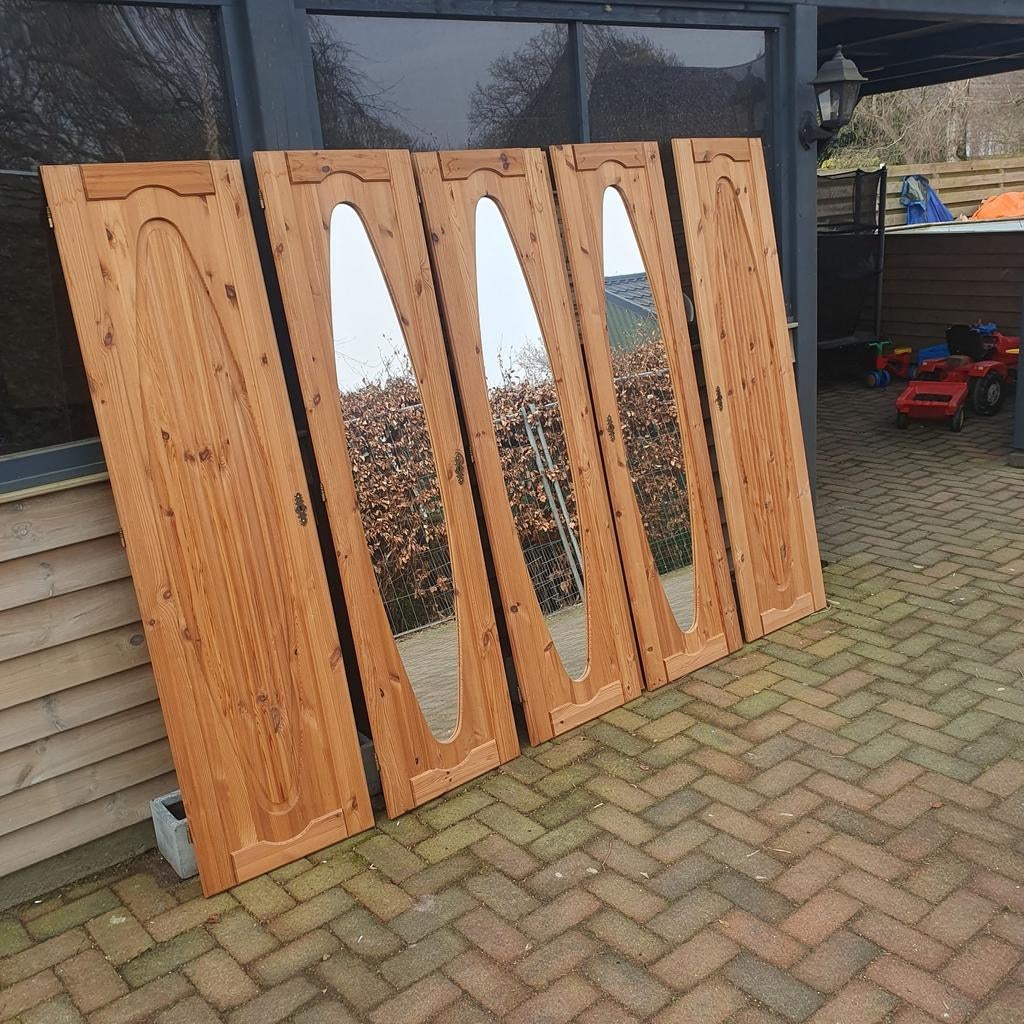 5 massieve kastdeuren met spiegel - 175x47.5 cm, Ophalen