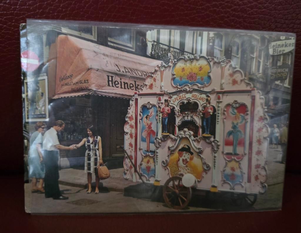 Heineken kaarten met draaiorgel Westerstraat in de Amsterdam, Ophalen of Verzenden, Heineken