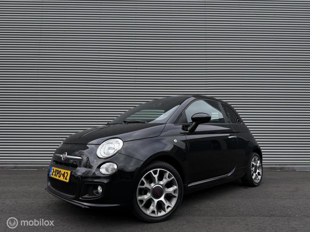Fiat 500C 0.9 TwinAir Turbo Sport | Clima | Leder | Parkeers, Gebruikt, Cabriolet, Zwart, Bedrijf